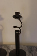 Pair of Vintage Swedish Sculptural Wrought Iron Candle Holders