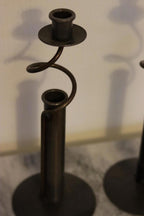 Pair of Vintage Swedish Sculptural Wrought Iron Candle Holders