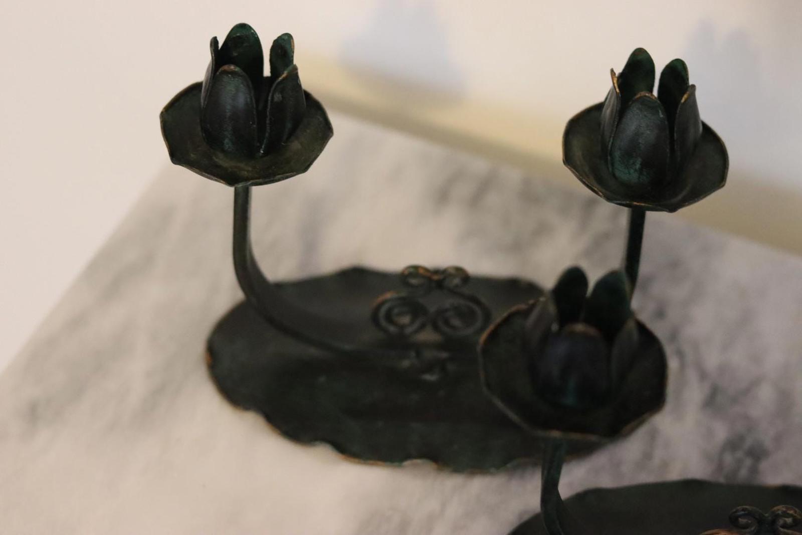 Pair of Swedish Vintage Candle Holders – Handcrafted Lotus-Style