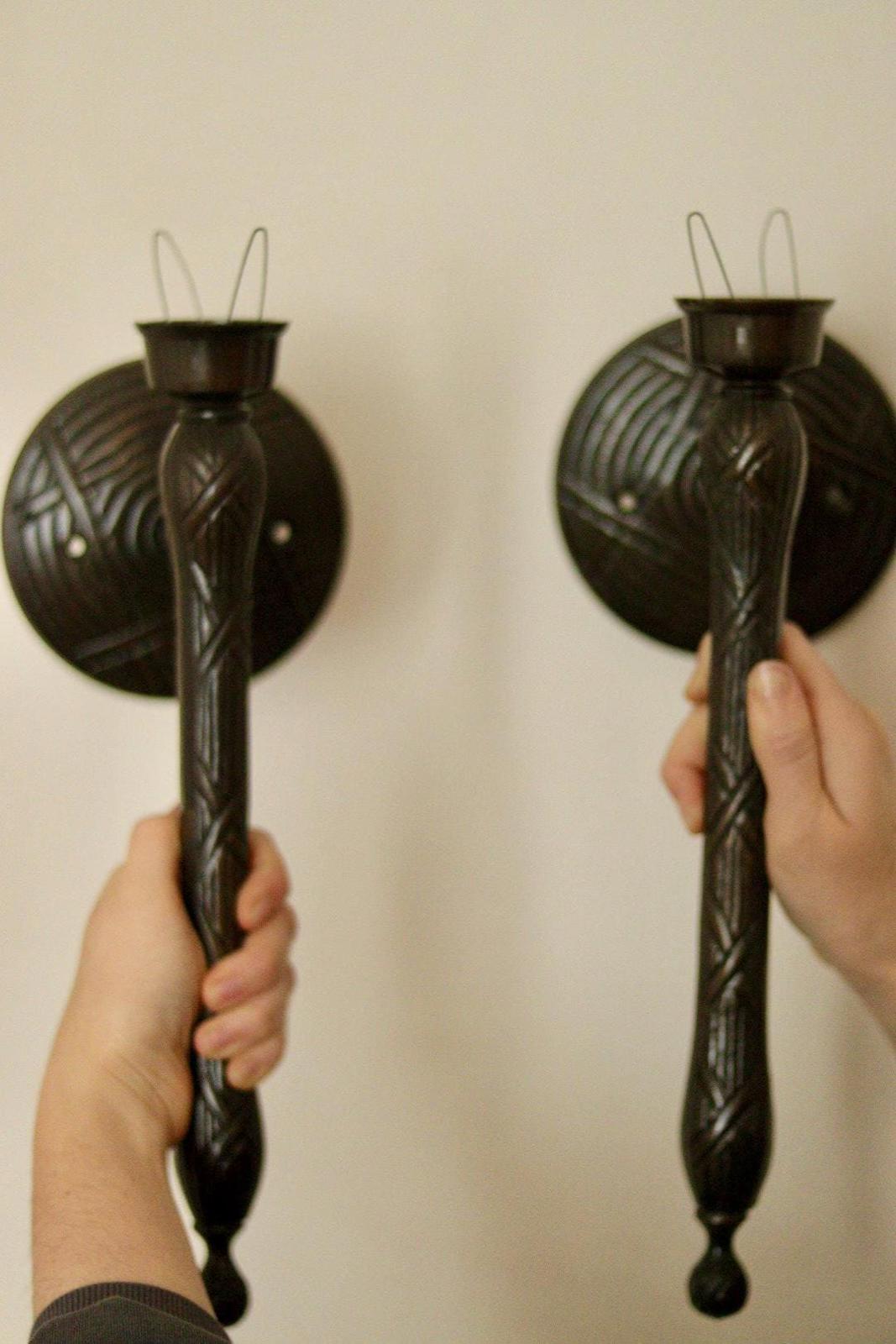 Vintage Pair of Sconces with Black Coating