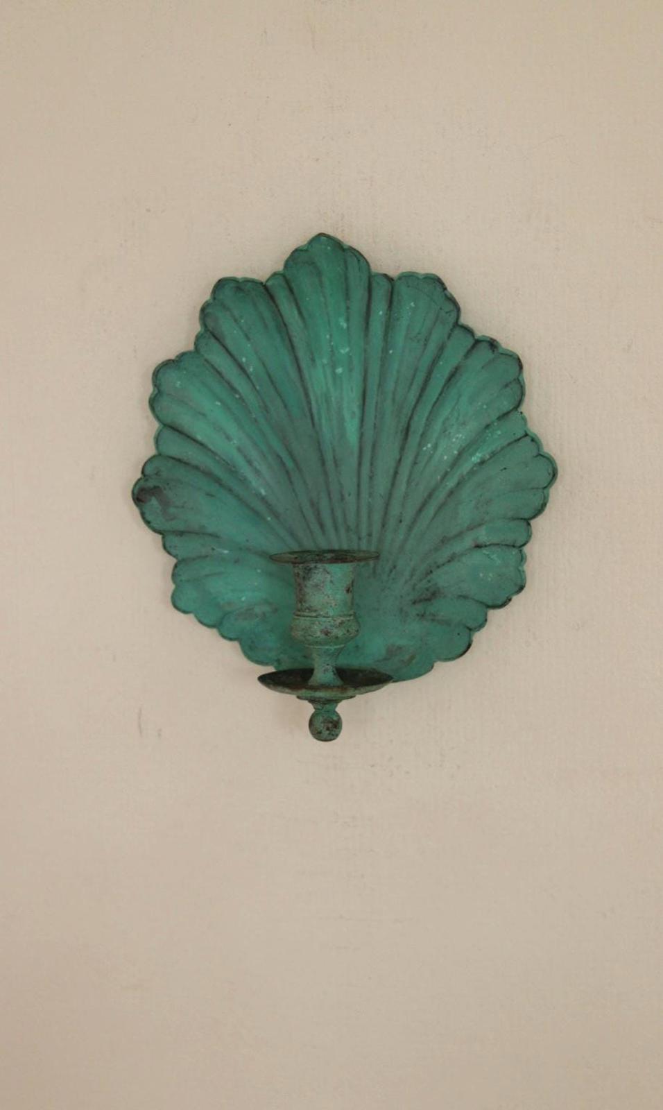 SINGLE Mid Century Swedish Brass Sconce in Verdigris Finish