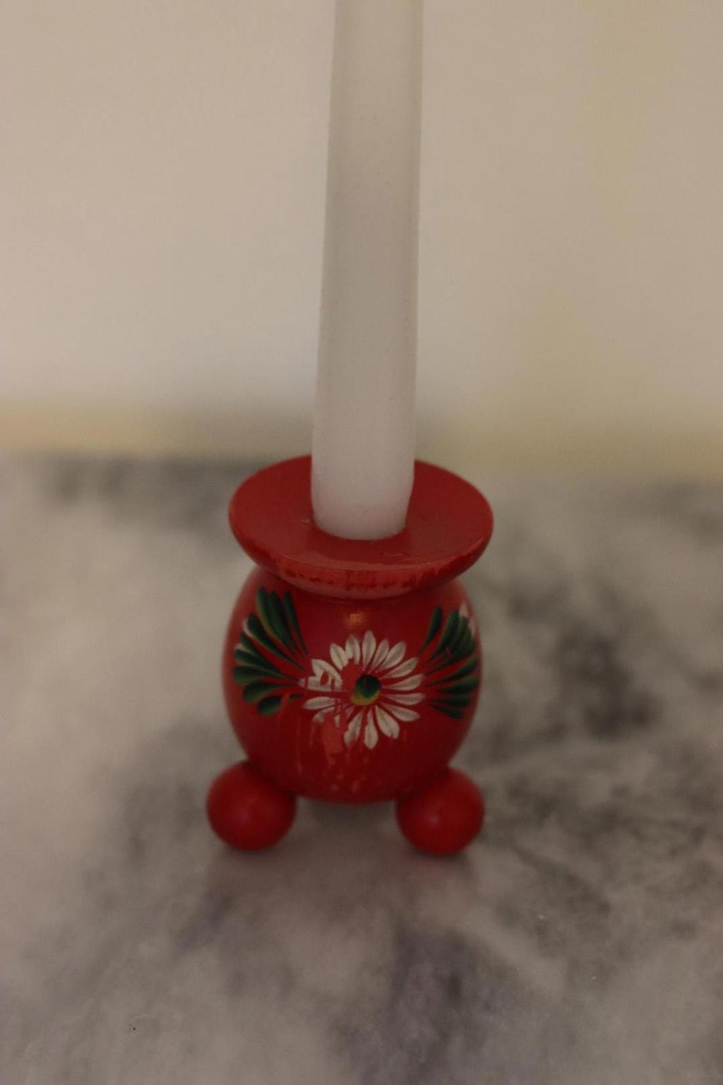 Pair of Swedish Dala Ball Candle holders