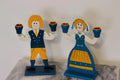 Pair of Vintage Scandinavian Folk Art Wooden Candle Holders