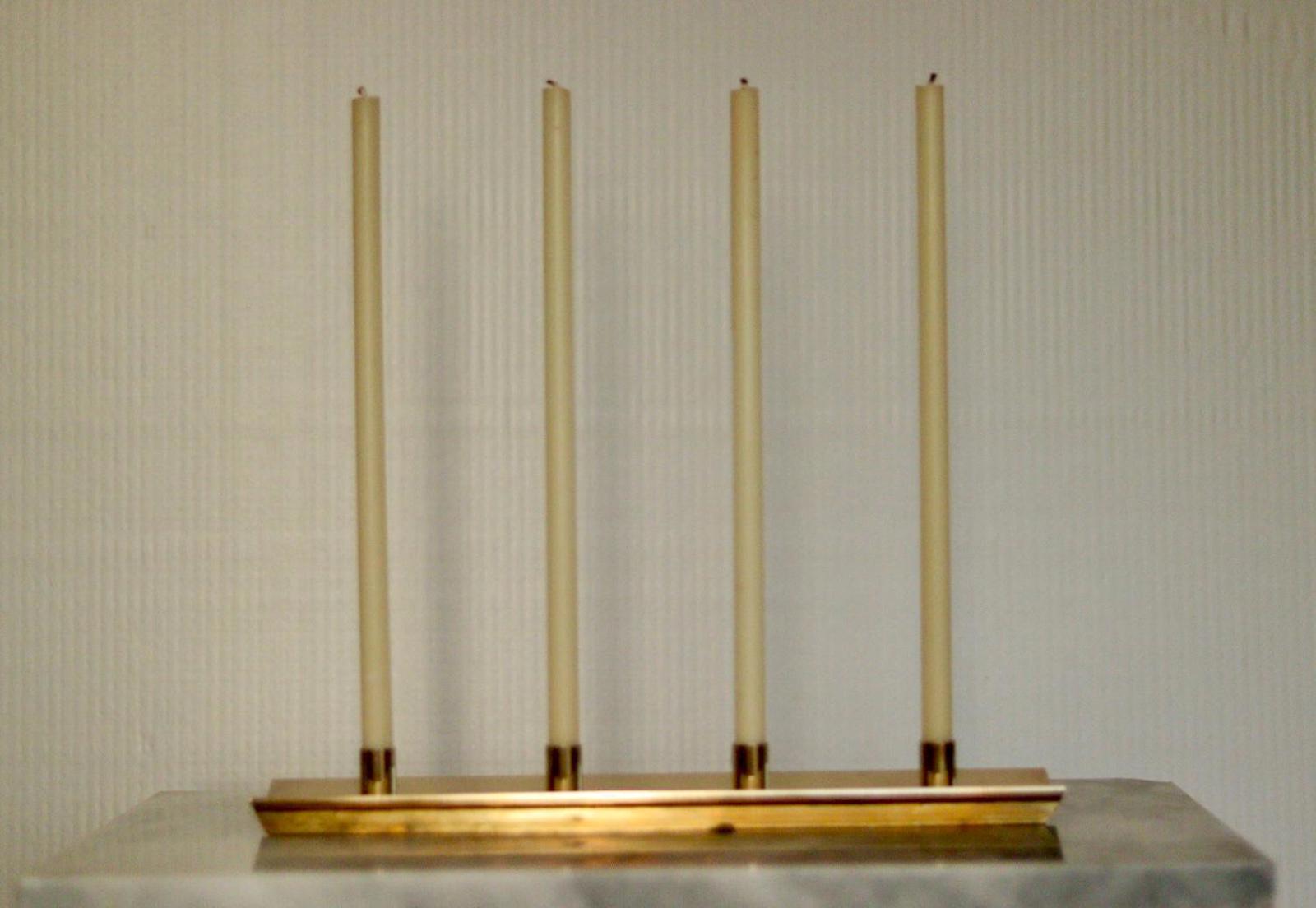 Mid-Century Swedish Brass Candelabra by Pierre Forsell for Skultuna