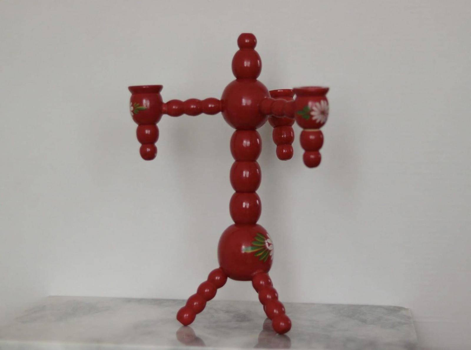 Three-Arm Swedish Bobbin Candelabra