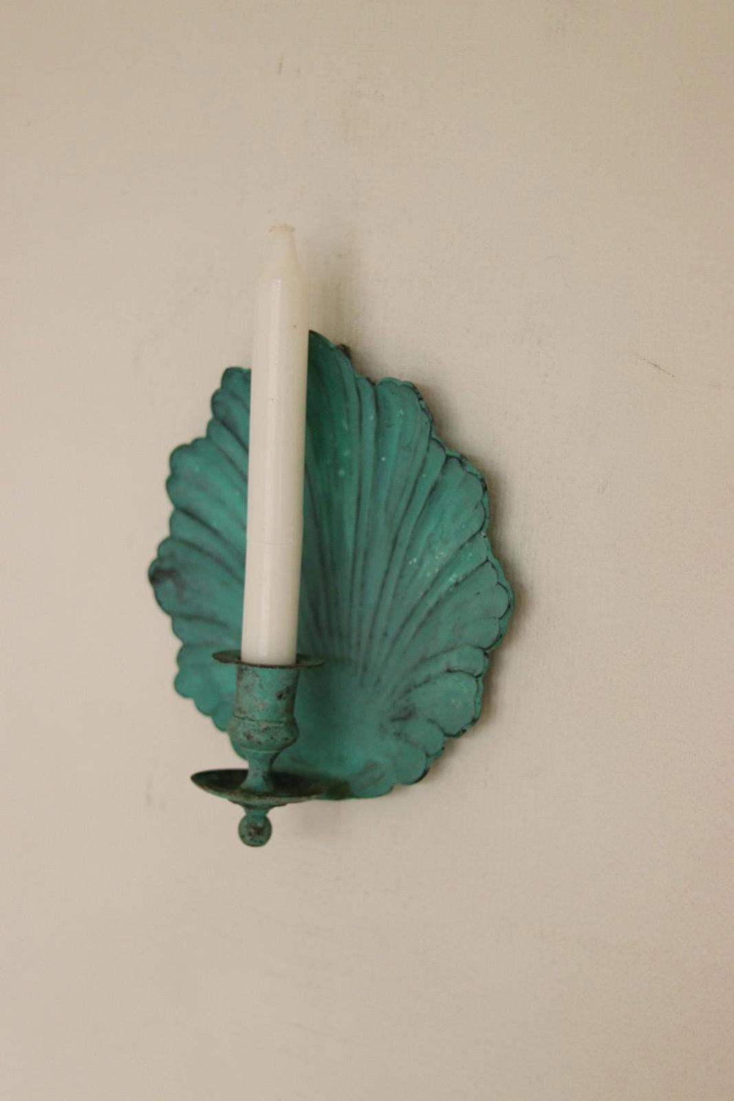 SINGLE Mid Century Swedish Brass Sconce in Verdigris Finish