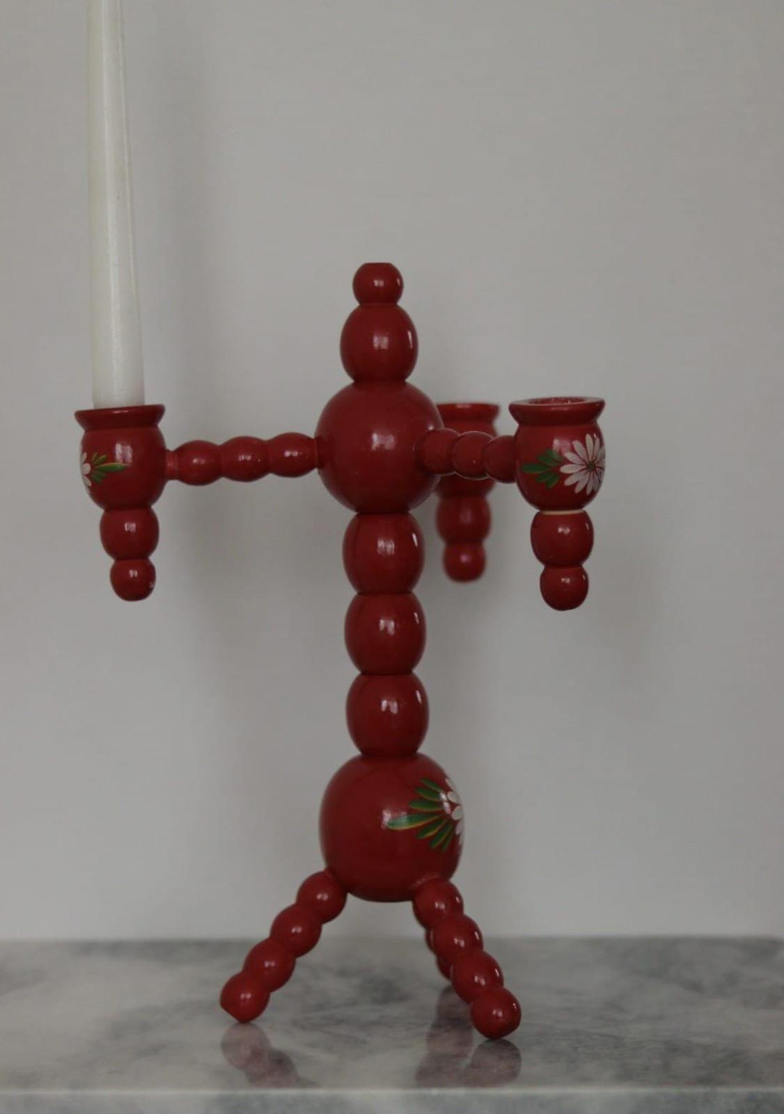 Three-Arm Swedish Bobbin Candelabra