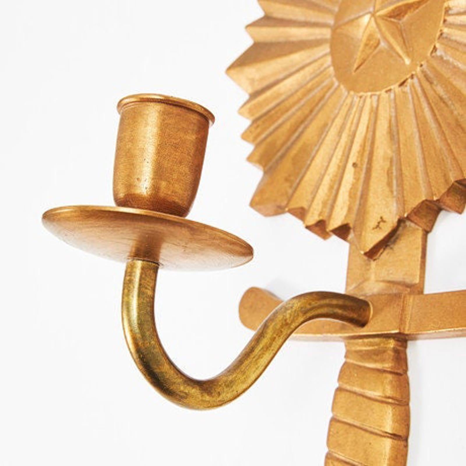 Pair of Mid-century Swedish Bronze Sconces "Knife in North Star"