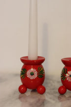 Pair of Swedish Dala Ball Candle holders