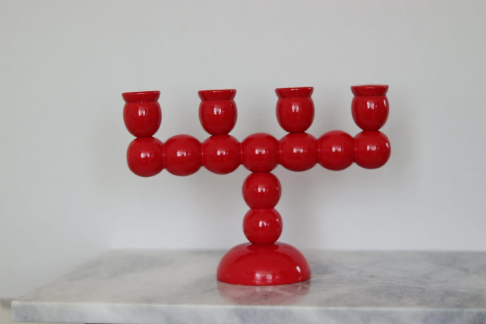 Four-Arm Swedish Bobbin Candelabra