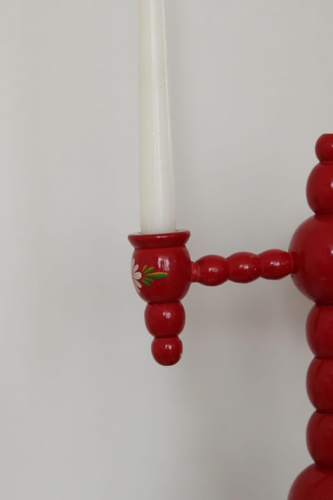 Three-Arm Swedish Bobbin Candelabra
