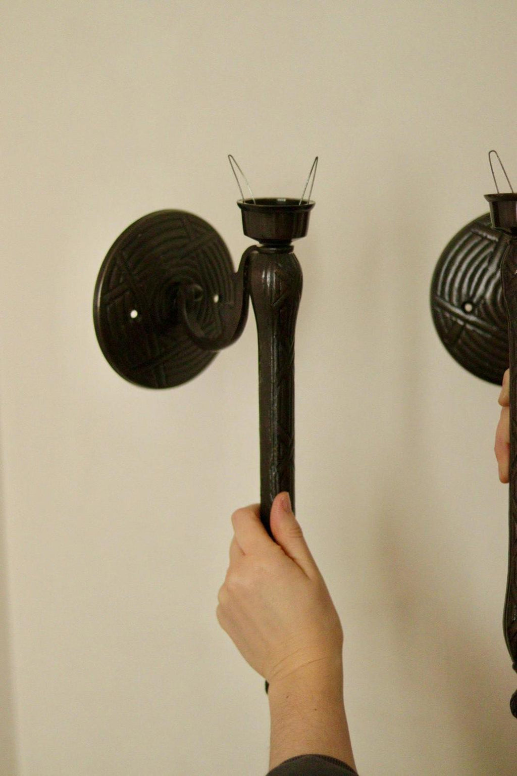 Vintage Pair of Sconces with Black Coating