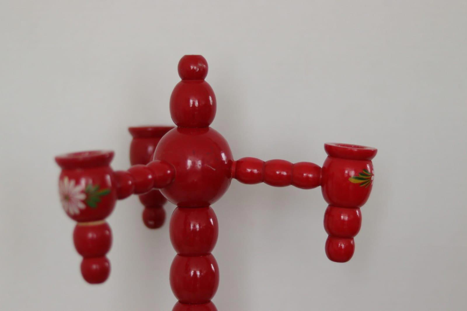 Three-Arm Swedish Bobbin Candelabra