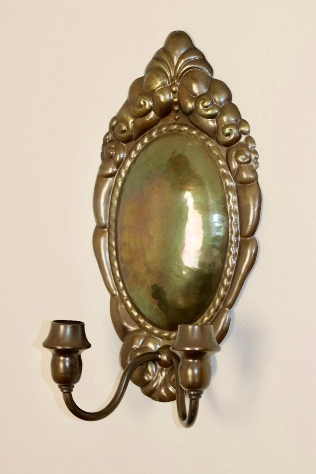 Baroque Style Large Mid-Century Brass Swedish Sconce by Skultuna
