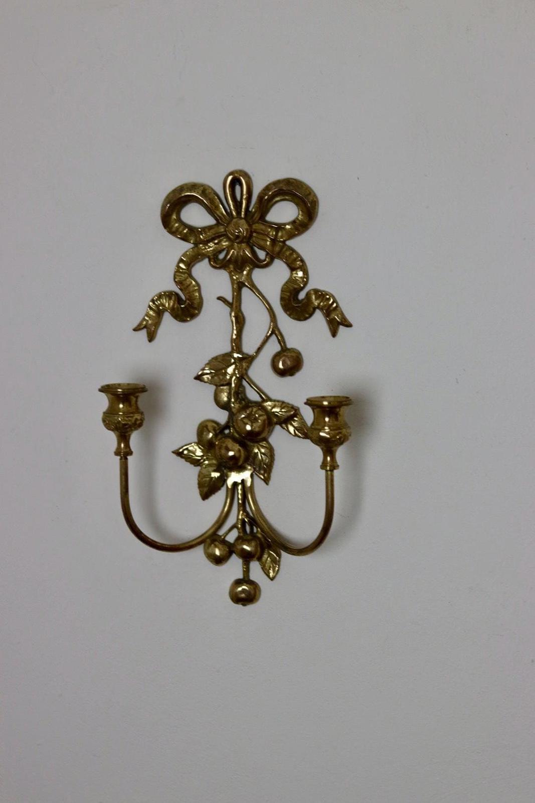 Vintage Brass Sconce For Two Candles