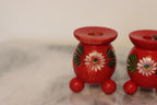 Pair of Swedish Dala Ball Candle holders