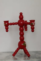 Three-Arm Swedish Bobbin Candelabra