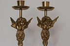 Pair of Vintage Swedish  Brass Angel Candle Holders