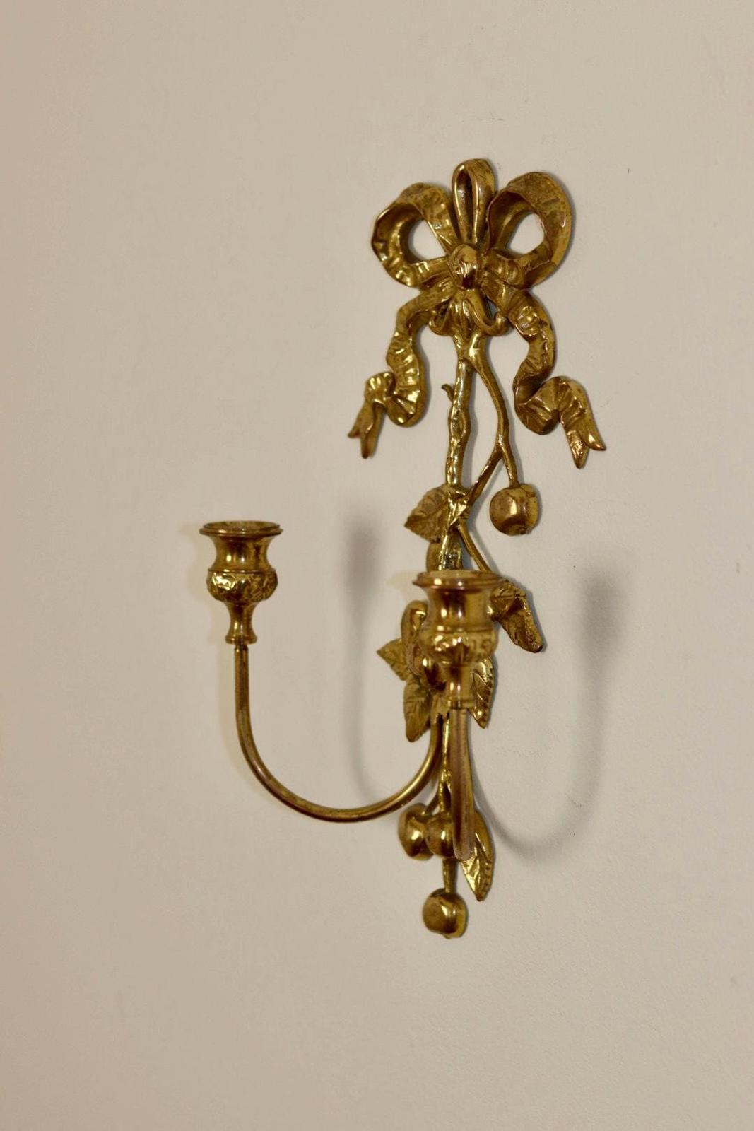 Vintage Brass Sconce For Two Candles