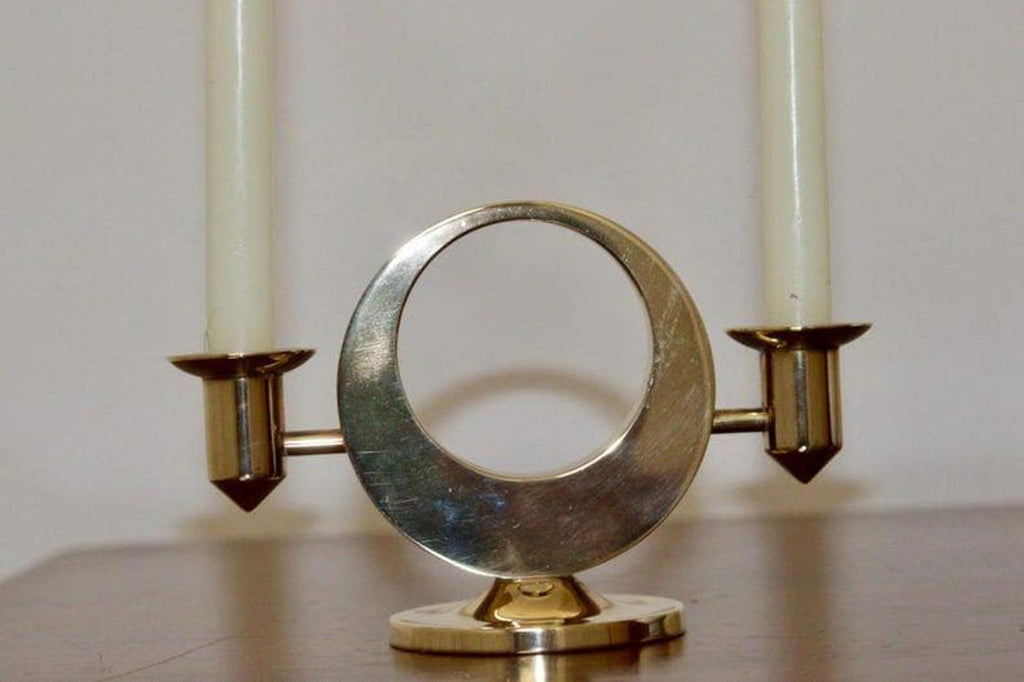Pair of Swedish Brass Candle Holders by Arthur Pe Kolbäck