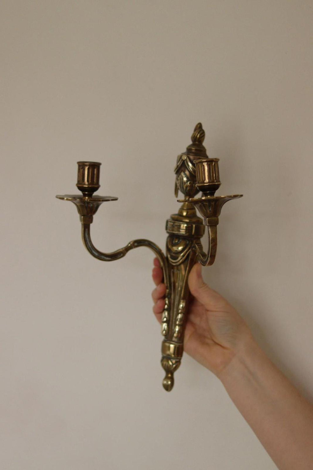 SINGLE Mid Century Gustavian Style  Brass Sconce