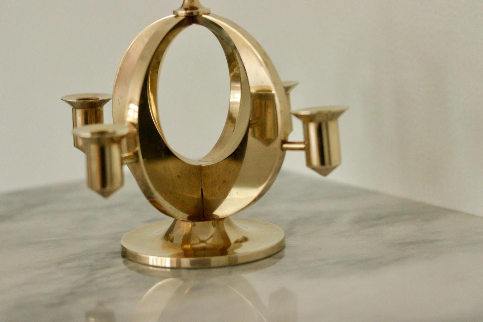 Swedish Brass Candelabra by Arthur Pe Kolbäck
