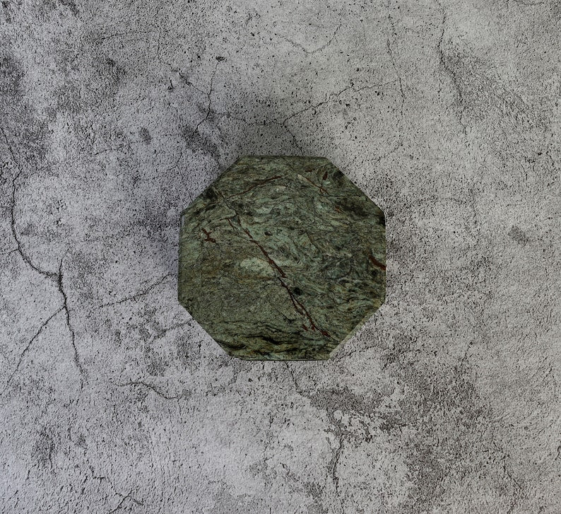 Set of 4 - Angelo Indian Green Chunky Octagonal Marble Coasters