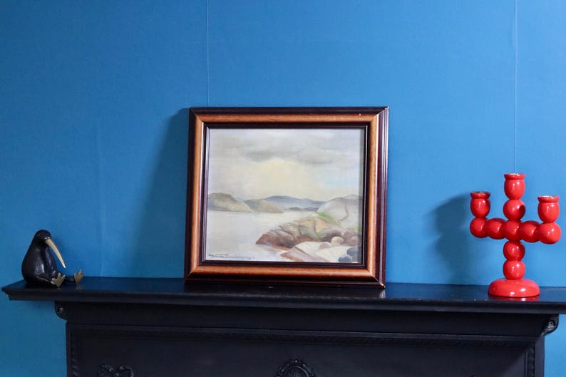 Original Swedish Modernist " Lake " by GÖSTA EMMING (1903-1989) Vintage and Framed