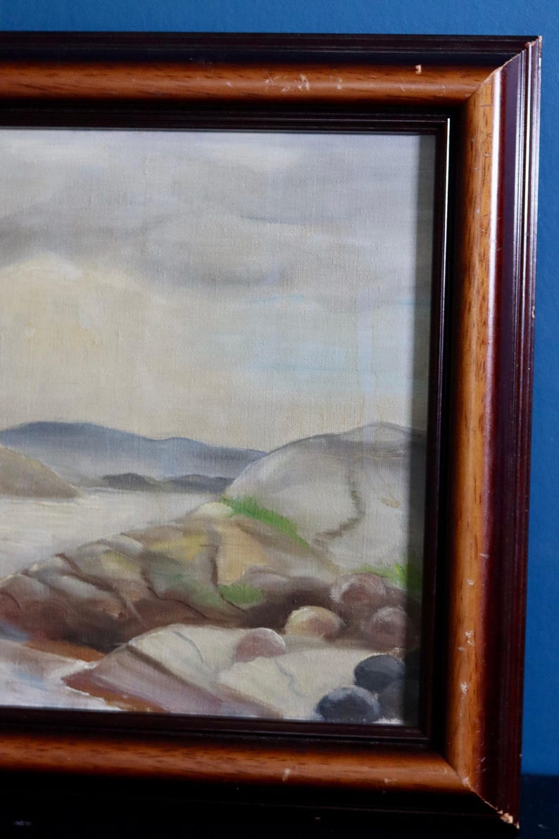 Original Swedish Modernist " Lake " by GÖSTA EMMING (1903-1989) Vintage and Framed