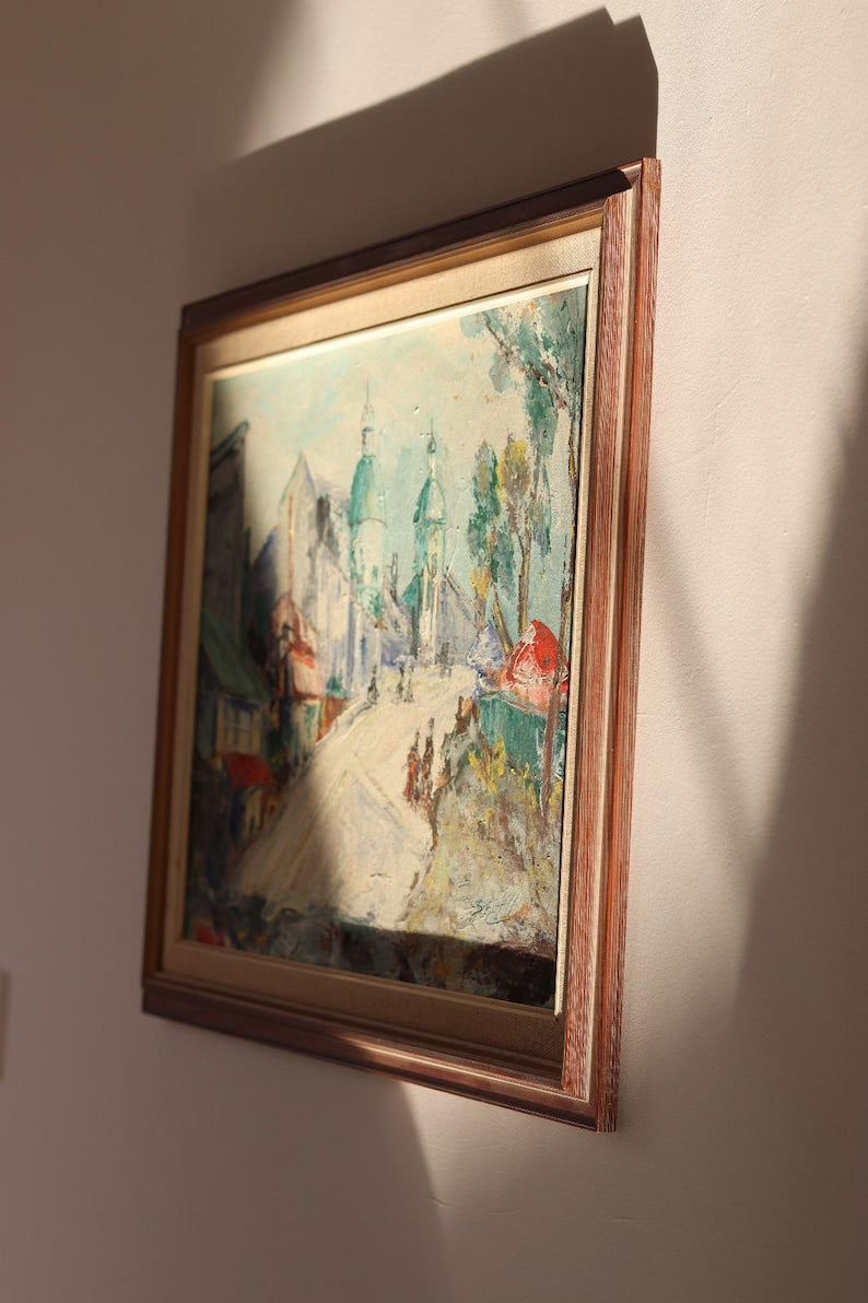 Swedish modernist Oil On Canvas by Sven Dolf "Eastern Dilemma"- Vintage & Framed