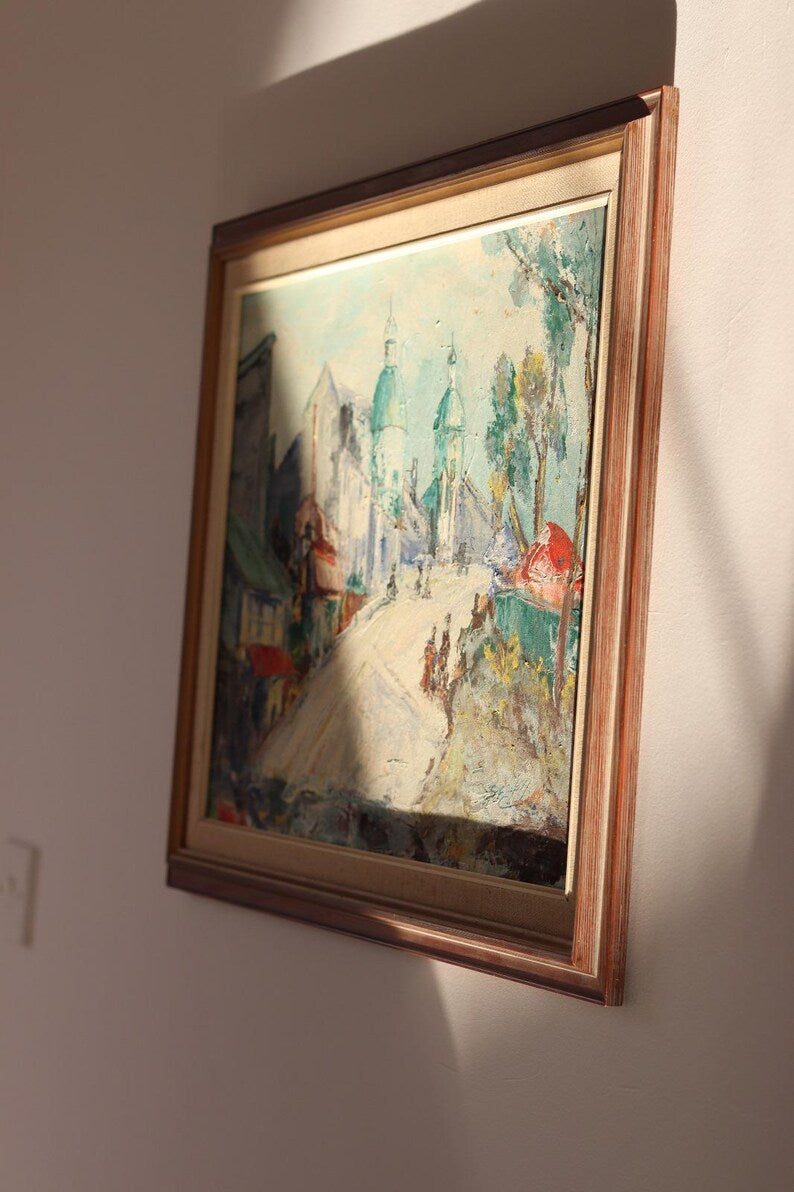 Swedish modernist Oil On Canvas by Sven Dolf "Eastern Dilemma"- Vintage & Framed