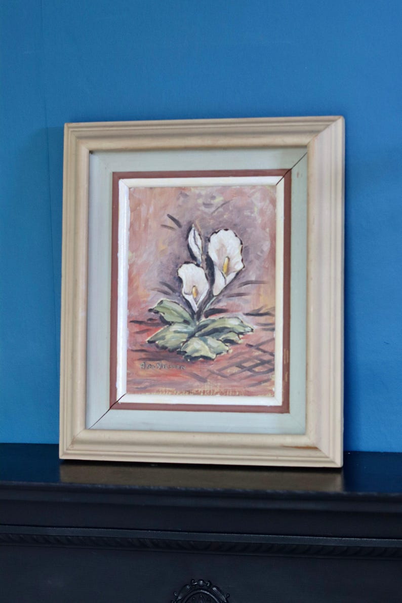 Original Norwegian Mid-Century Oil on Canvas" Peace Lily " by Arvid Nilsson(1913-1976) - Vintage & Framed