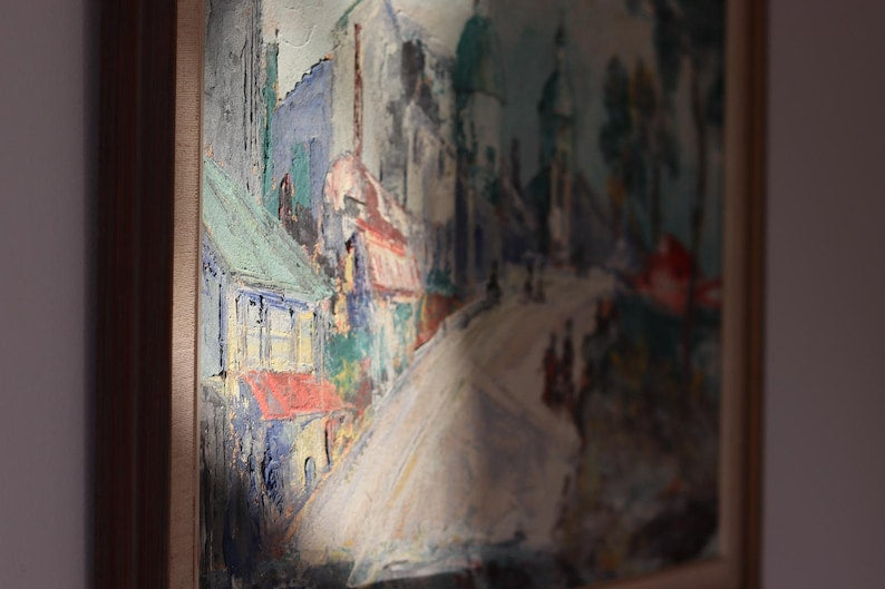 Swedish modernist Oil On Canvas by Sven Dolf "Eastern Dilemma"- Vintage & Framed