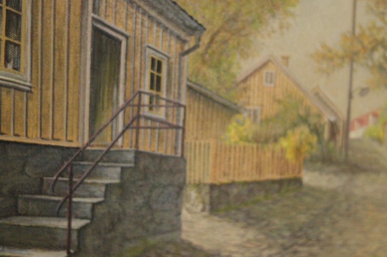 Original Canvas Oil Painting Besvärsgatan by Georg Hult Oskarshamn 46x 62 (approx 18x24 in)