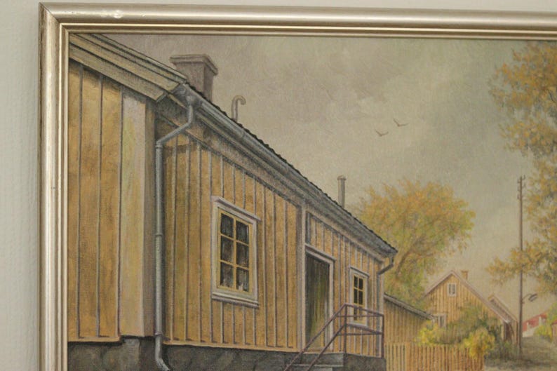 Original Canvas Oil Painting Besvärsgatan by Georg Hult Oskarshamn 46x 62 (approx 18x24 in)