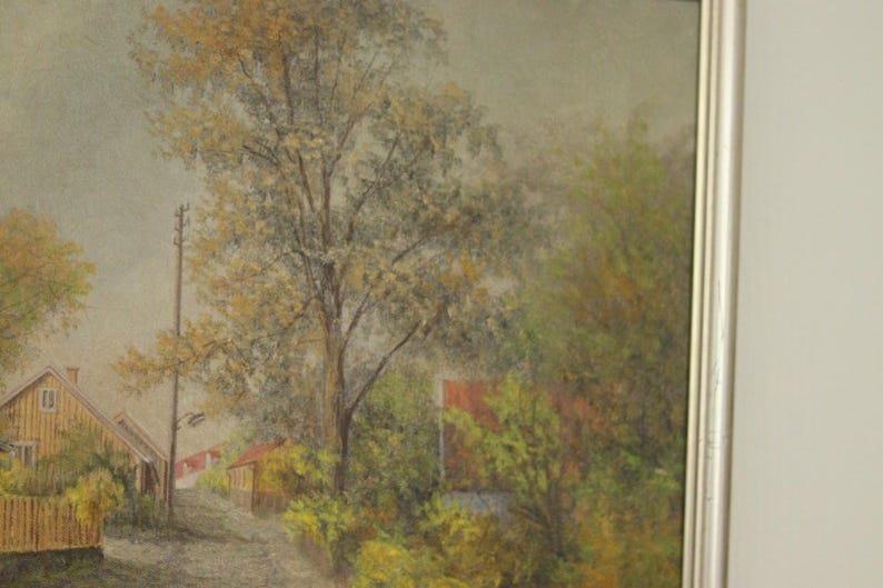 Original Canvas Oil Painting Besvärsgatan by Georg Hult Oskarshamn 46x 62 (approx 18x24 in)