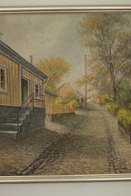 Original Canvas Oil Painting Besvärsgatan by Georg Hult Oskarshamn 46x 62 (approx 18x24 in)