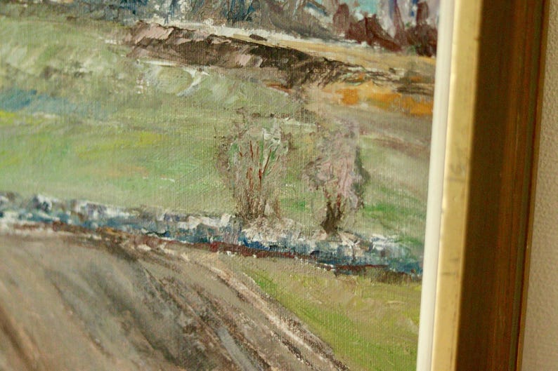 Mid-Century Original Swedish Oil on Canvas "Fields" – GULLI KLINGVALL – Vintage & Framed, 46 x 66 cm / 18.1" x 26"