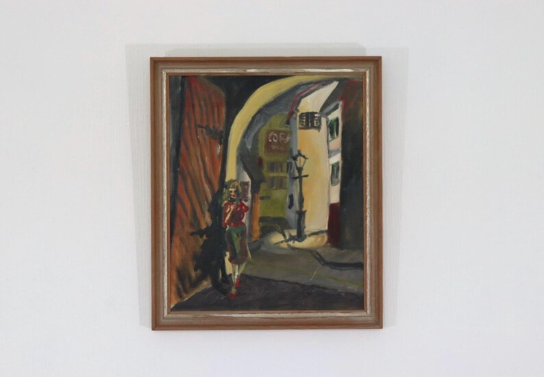 Original Mid Century Swedish Oil on Canvas – “Parisen” by L. Norberg – Vintage & Framed 53 × 45 cm (20.9" × 17.7")