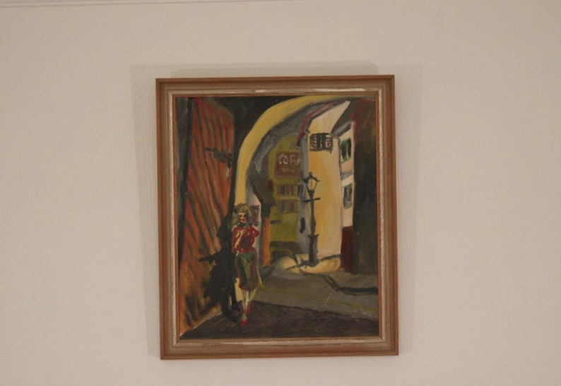 Original Mid Century Swedish Oil on Canvas – “Parisen” by L. Norberg – Vintage & Framed 53 × 45 cm (20.9" × 17.7")