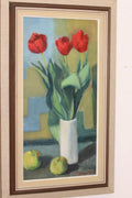 1970's Original Large Swedish Mid-Century Oil On Board Painting" Still life Tulips " by Hugo Olsson --Vintage & Framed