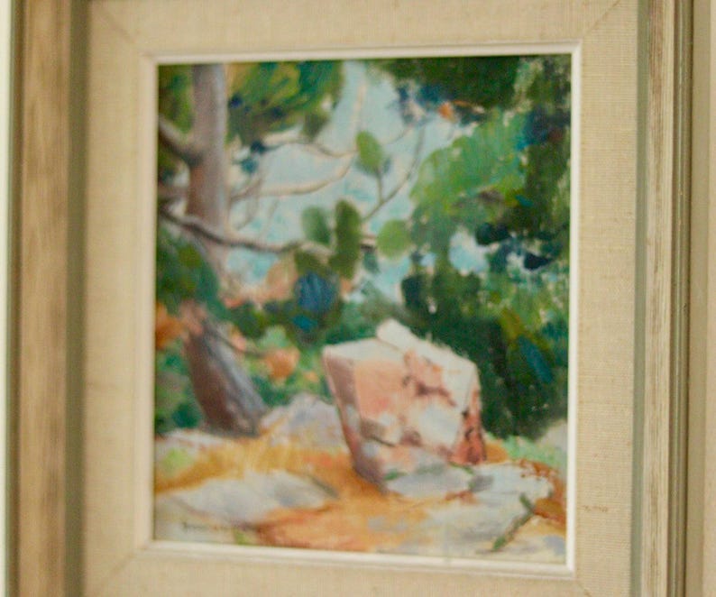 Original Vintage Oil on Panel – “Mountain Lighthouses Kullenberg" by Gunnar Wallentin – Framed, 24 x 25.5 cm (9.4 x 10 in)