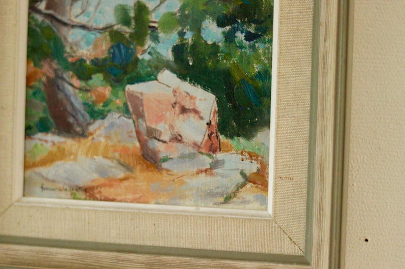 Original Vintage Oil on Panel – “Mountain Lighthouses Kullenberg" by Gunnar Wallentin – Framed, 24 x 25.5 cm (9.4 x 10 in)