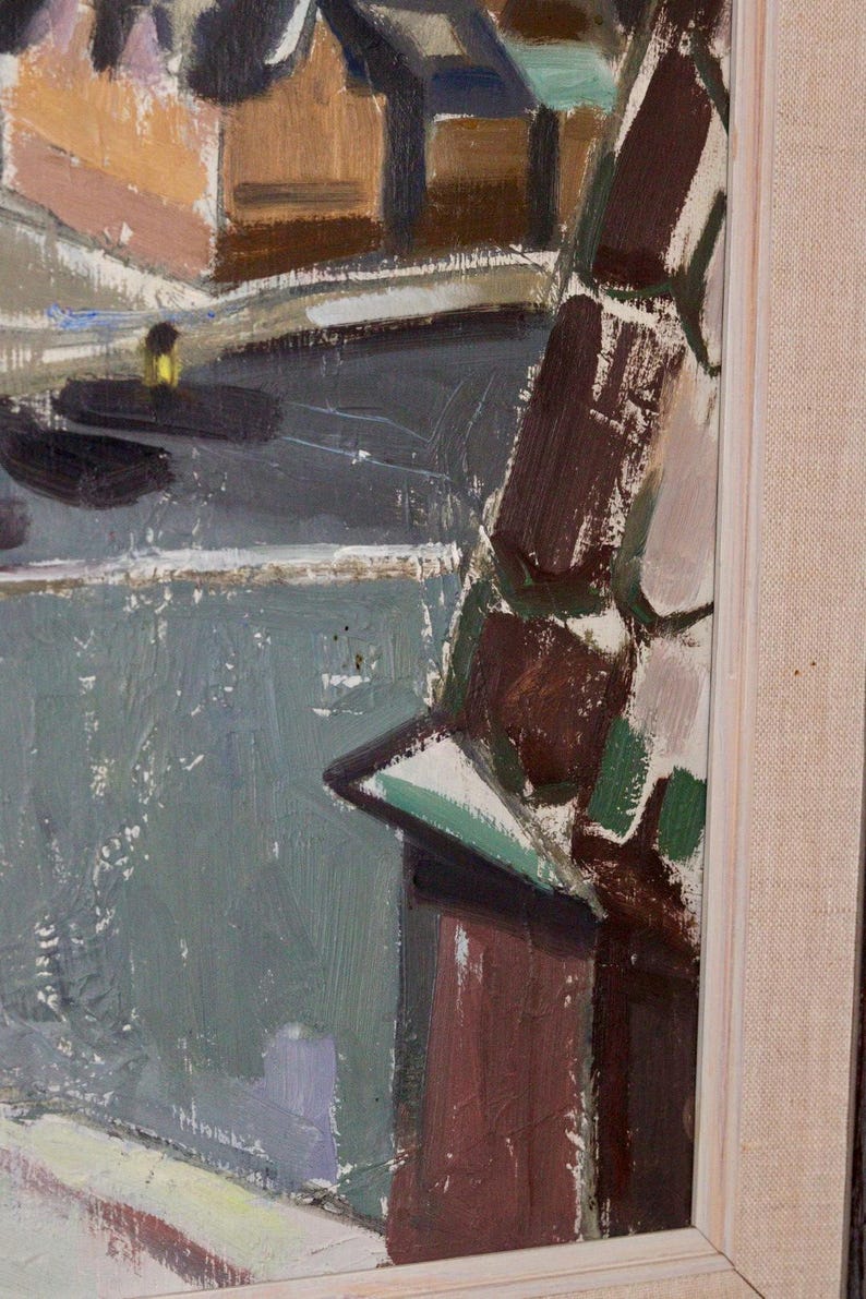 Original Swedish Mid-Century Oil On board Painting " View from Grünewald Studio - 1944 " --Vintage & Framed
