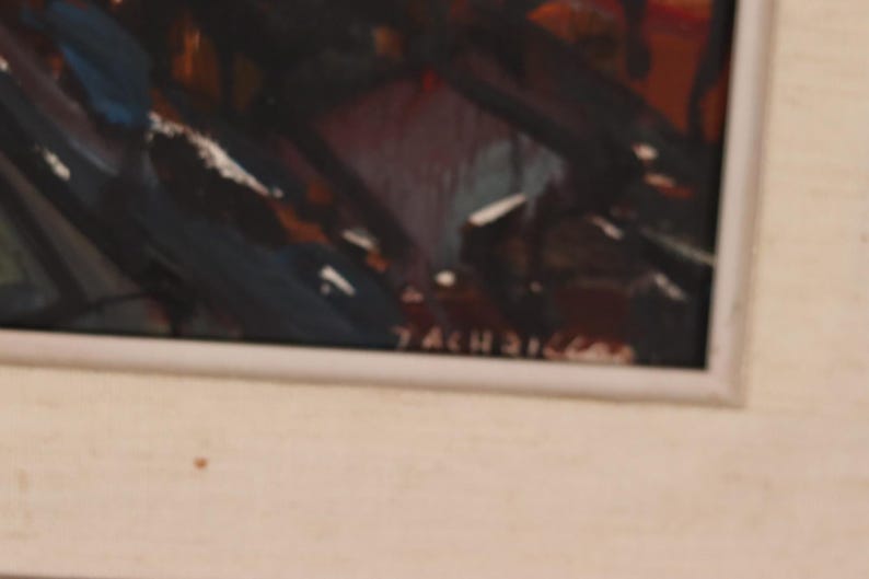 Original Swedish Oil on Panel – “City II” by P.O. Zachrisson – Signed & Framed – 36 × 42 cm (14.2" × 16.5")