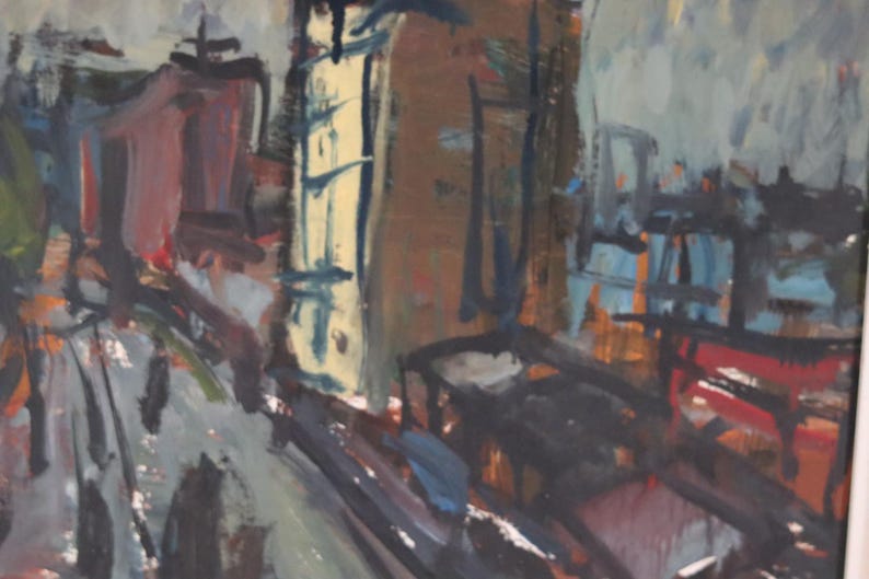 Original Swedish Oil on Panel – “City II” by P.O. Zachrisson – Signed & Framed – 36 × 42 cm (14.2" × 16.5")