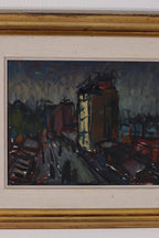 Original Swedish Oil on Panel – “City II” by P.O. Zachrisson – Signed & Framed – 36 × 42 cm (14.2" × 16.5")