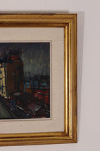 Original Swedish Oil on Panel – “City II” by P.O. Zachrisson – Signed & Framed – 36 × 42 cm (14.2" × 16.5")