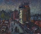 Original Swedish Oil on Panel – “City II” by P.O. Zachrisson – Signed & Framed – 36 × 42 cm (14.2" × 16.5")