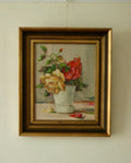 Original Swedish Oil on Panel – “Still Life: Vase of Roses” – Signed & Framed, 40.5 x 34.5 cm (15.9 x 13.6 in)